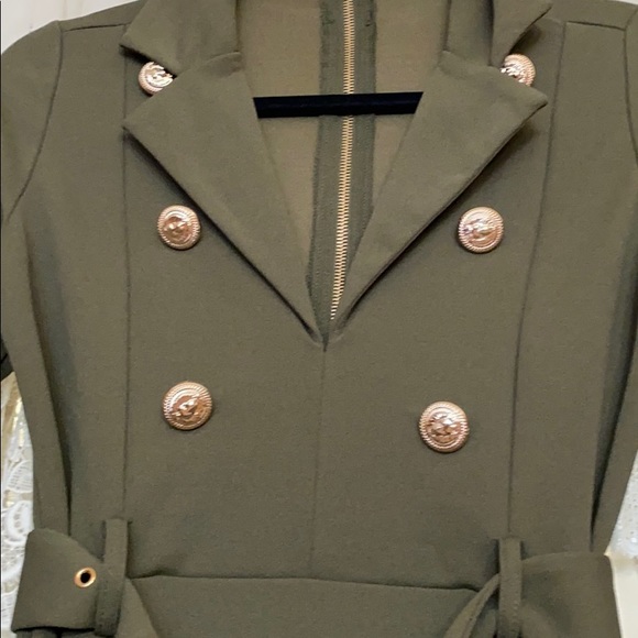 Olive Green Office Dress - Picture 2 of 4